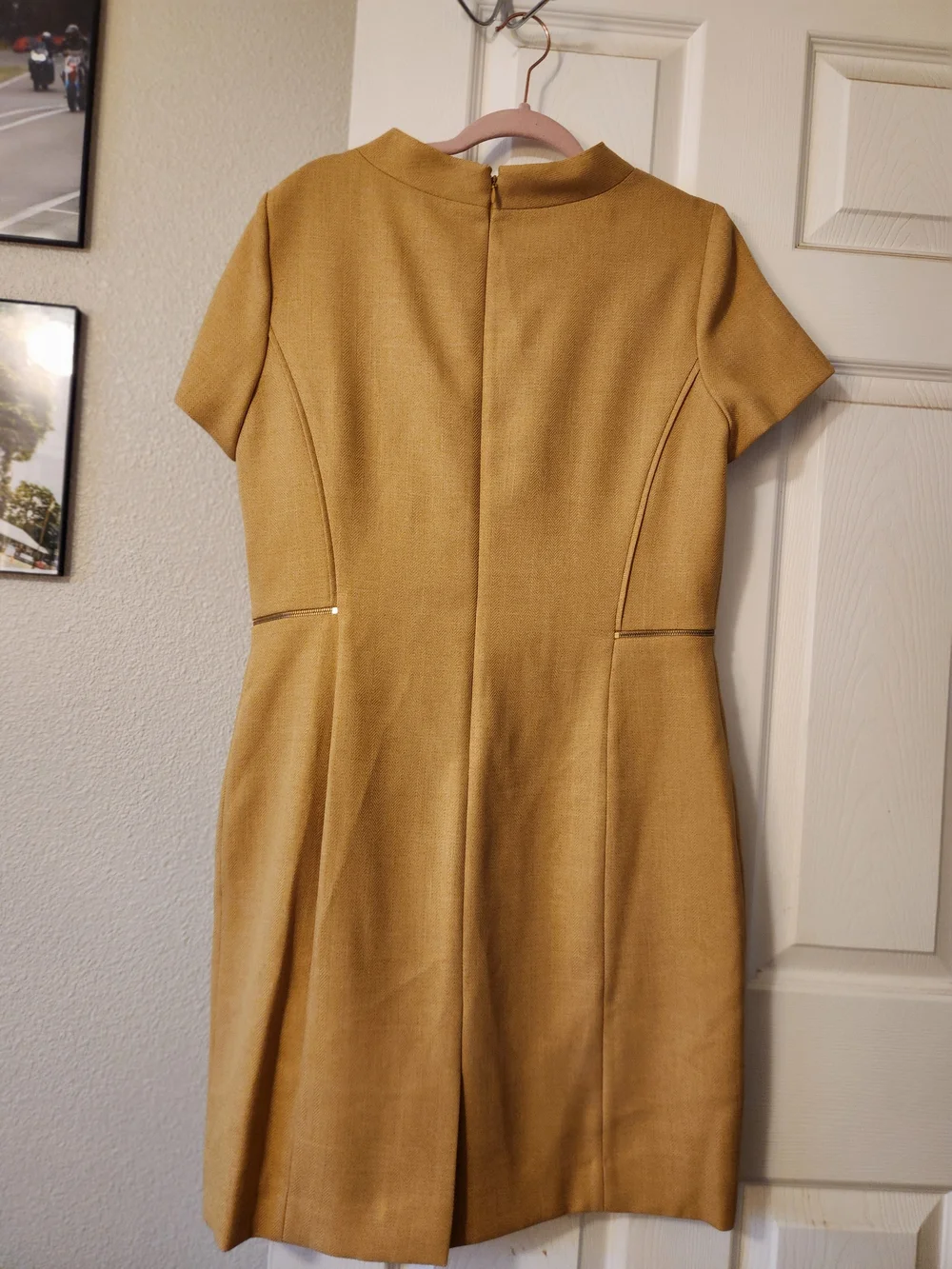 Tahari ASL Mustard Short-Sleeve Shift Dress - Picture 2 of 2